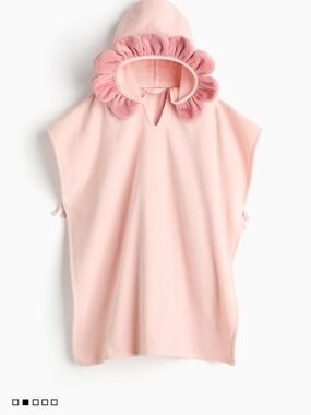 Kid’s Light Pink Flower Hooded Robe with Ruffle Trim